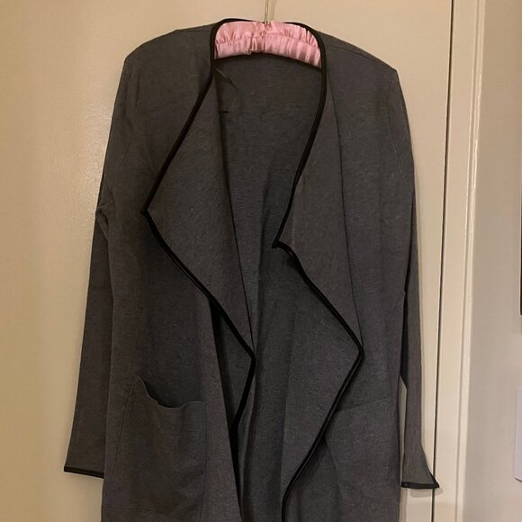 Zara Knit Marble Cardigan Coat Faux Leather Trim - Picture 3 of 12